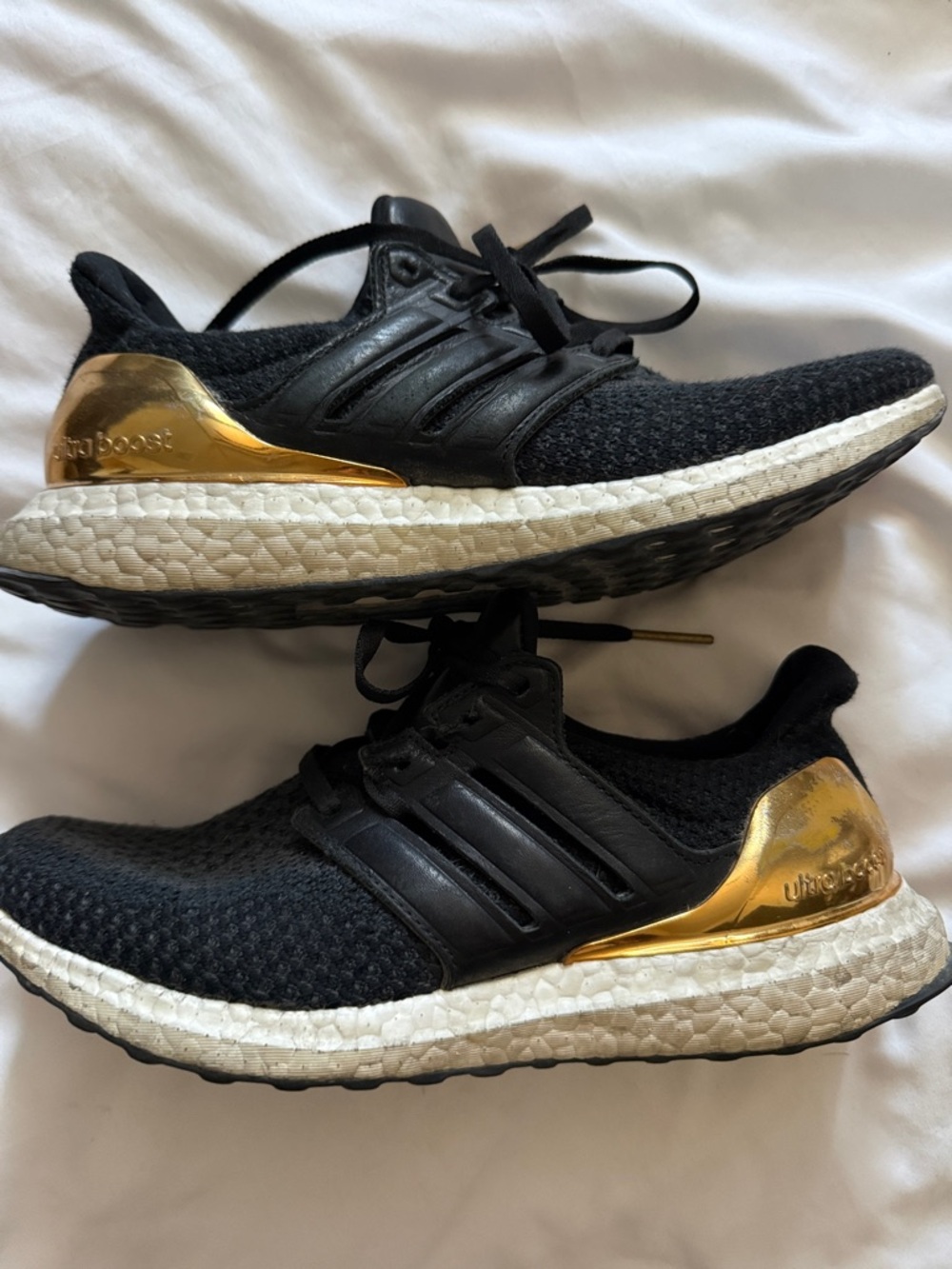adidas Black and Gold Ultra Boost Running Shoes